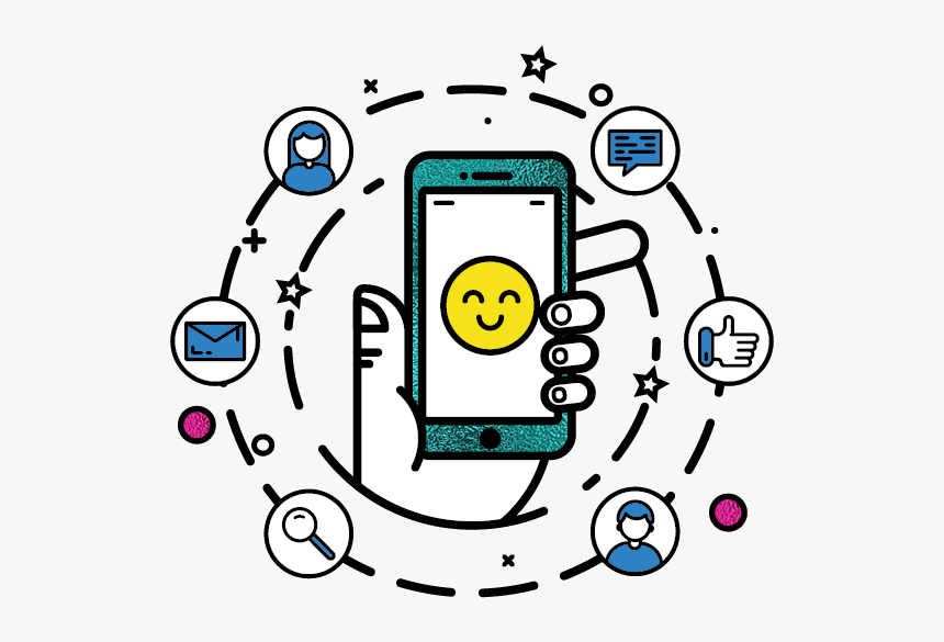 Social Media Marketing - Hand Using Mobile Phone Illustration, HD Png Download