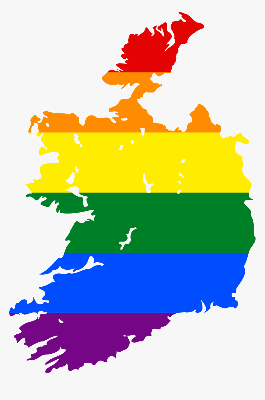 Lgbt Flag Map Of Ireland - Ireland Flag Map, HD Png Download