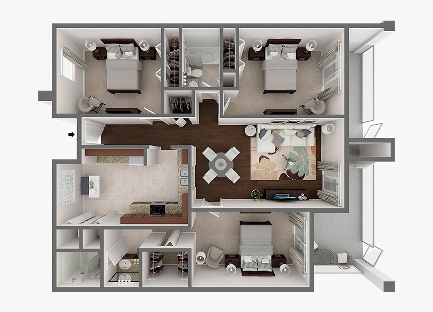Apartments For Rent In Boca Raton - Floor Plan, HD Png Download