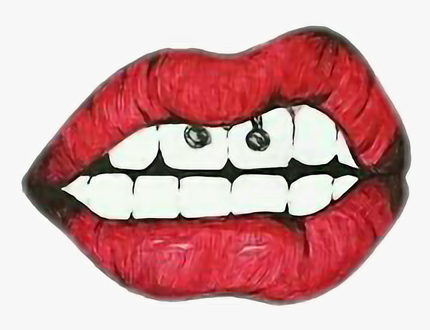 Mouth Clipart Dientes - Desenho De Boca Com Piercing, HD Png Download