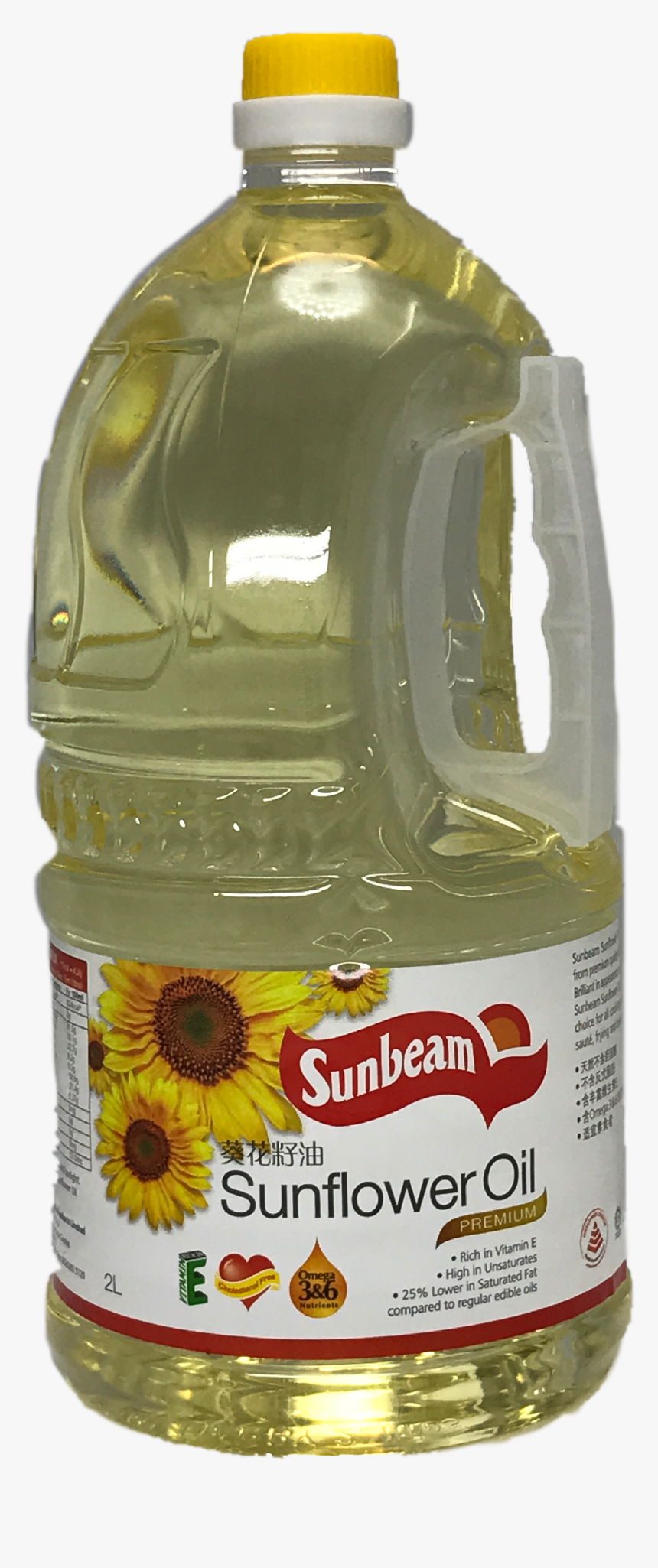 Sunbeam Sunflower Oil 2l 
 Title Sunbeam Sunflower - Plastic Bottle, HD Png Download
