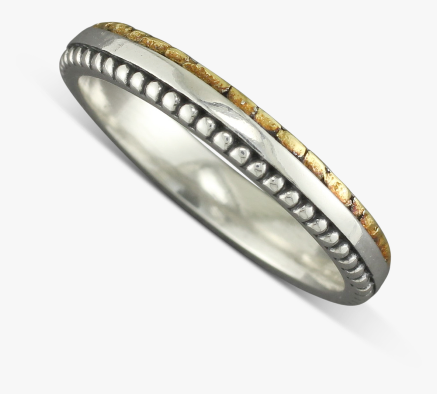 925 Sterling Silver Milgrain Ring With Gold Nugget, HD Png Download