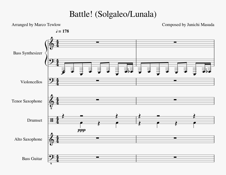 Battle Solgaleo / Lunala , Png Download - Sheet Music, Transparent Png