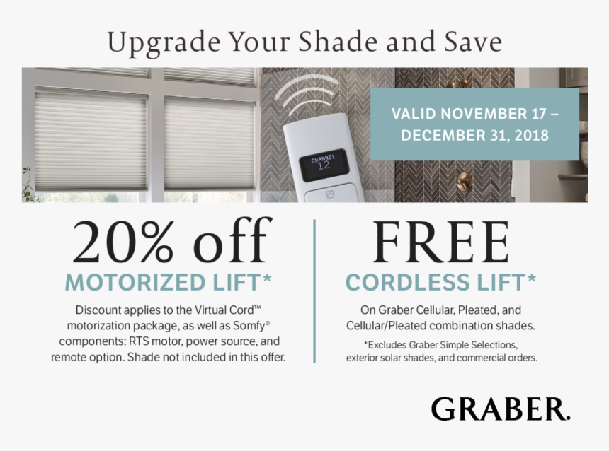 Graber Blinds Winter Promotions - Motor Upgrade Promotions, HD Png Download