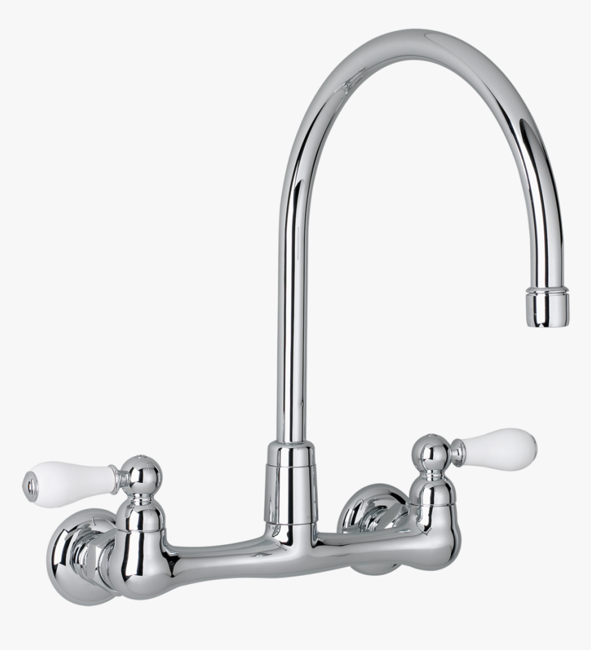 Heritage 2 Handle High Arc Wall Mount Kitchen Faucet - Two Handle Wall Mounted Kitchen Faucet, HD Png Download