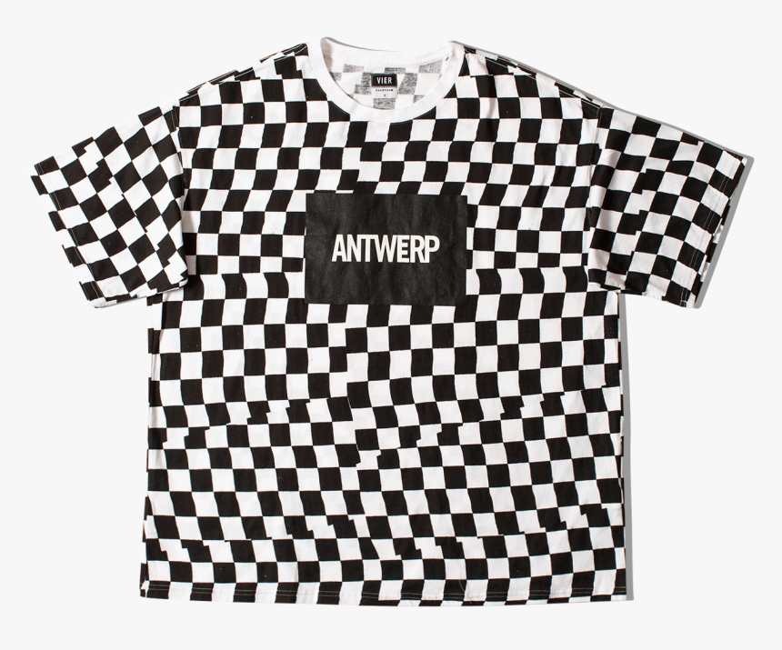 Facetasm T Shirts Checker Flag Big Tee X Vier White - Black And White Checkerboard Shirt, HD Png Download