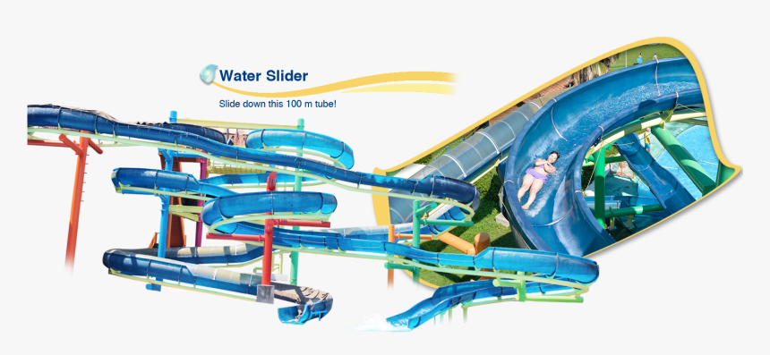 Slide Down This 100 M Tube - Water Park Slide Png, Transparent Png