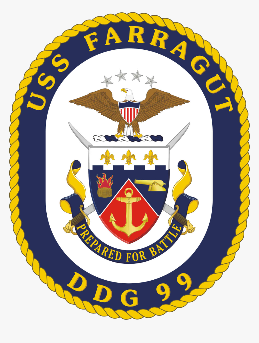 Uss Farragut Ddg-99 Crest Navy Military, Military Insignia, - Uss Bainbridge Ddg 96 Crest, HD Png Download