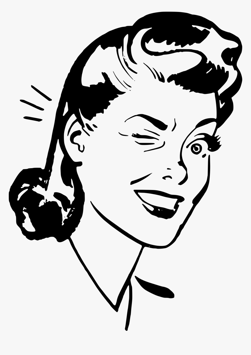 Retro Woman Clipart Png Transparent Png , Png Download - Retro Woman Winking, Png Download
