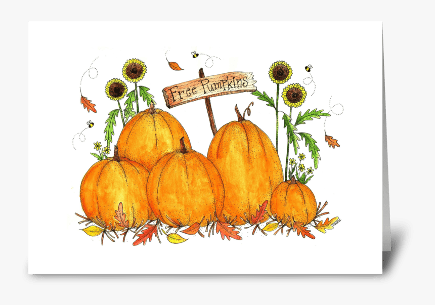 Festive Fall Pumpkin Patch Greeting Card - Pumpkin, HD Png Download
