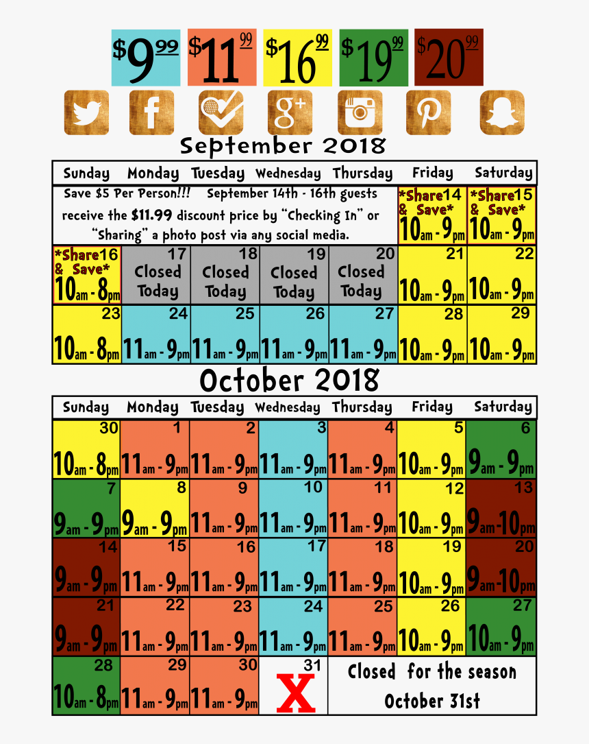 Price & Dates Calendar Bengtson Pumpkin Patch Farm - Bengtson's Pumpkin Farm Prices, HD Png Download