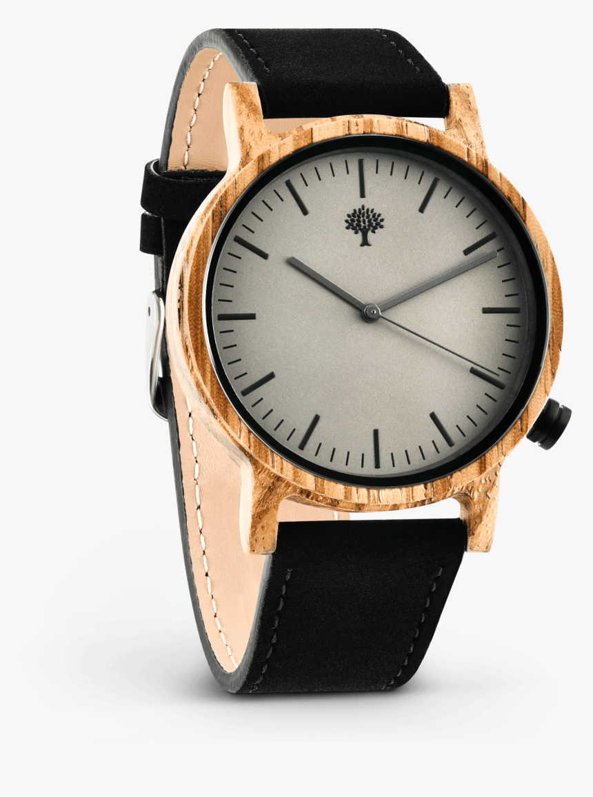 The Gaston Wood Watch Zebra Wood Black Leather - Analog Watch, HD Png Download