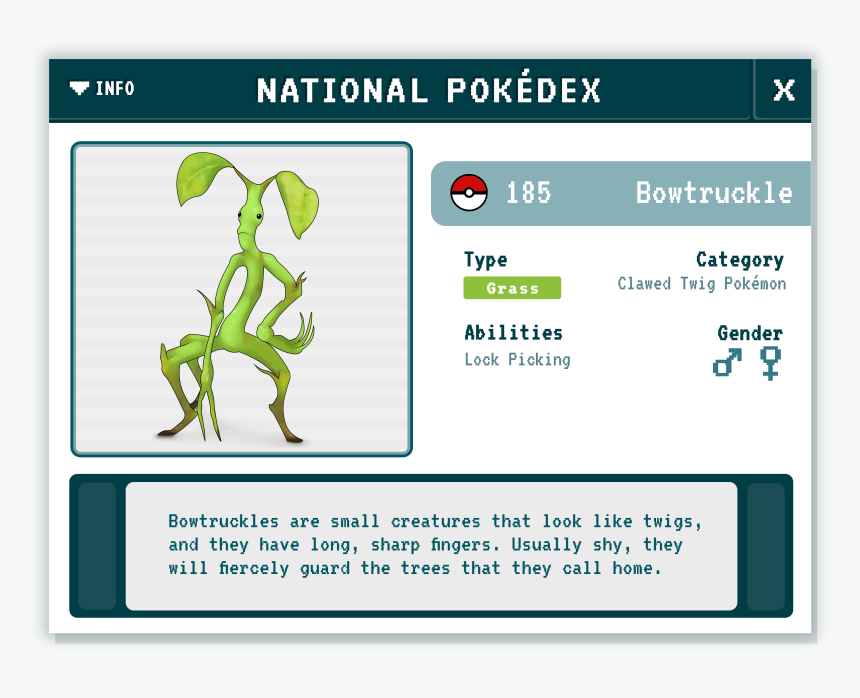 Bowtruckle Pokédex - Newt Scamander Pokemon, HD Png Download