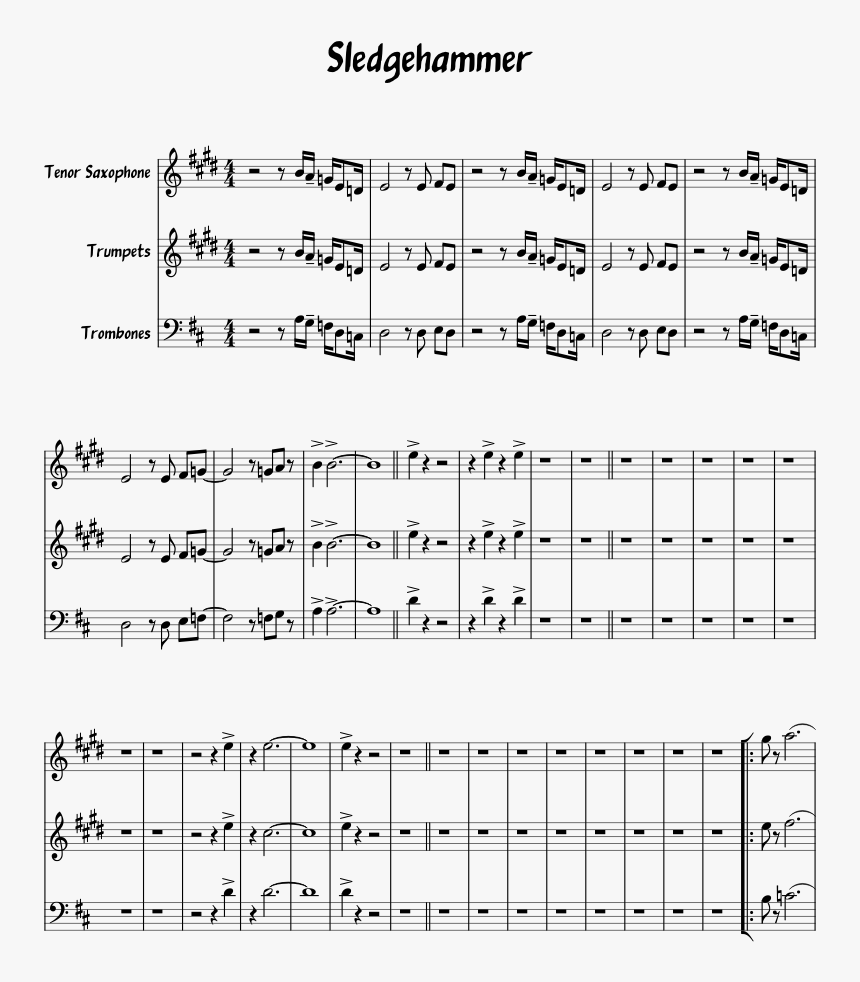 Sledgehammer Sax Sheet Music, HD Png Download