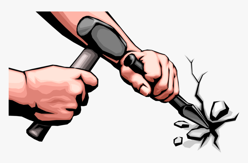 Vector Illustration Of Hands With Sledgehammer And - Slowly Chipping Away, HD Png Download