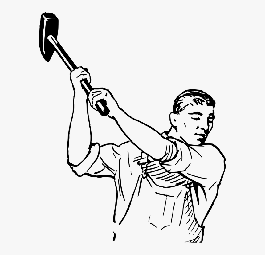 Art,monochrome Photography,artwork - Man With Sledgehammer Clipart, HD Png Download
