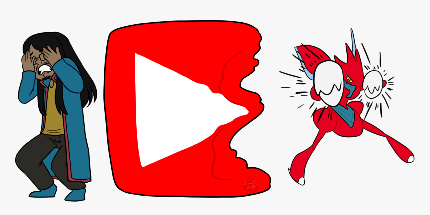 The Youtube Icon Being Distroyed By Scizor, While Kamon, HD Png Download