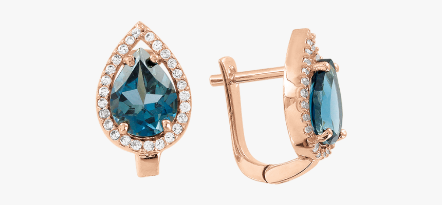 Earrings In Red Gold Of 585 Assay Value With London - Золотые Серьги С Лондонским Топазом, HD Png Download