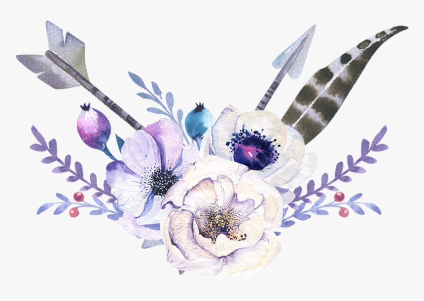 Feather Boho Bohemian Sticker Watercolor Bohofeathers - Bohemian Arrow Png, Transparent Png