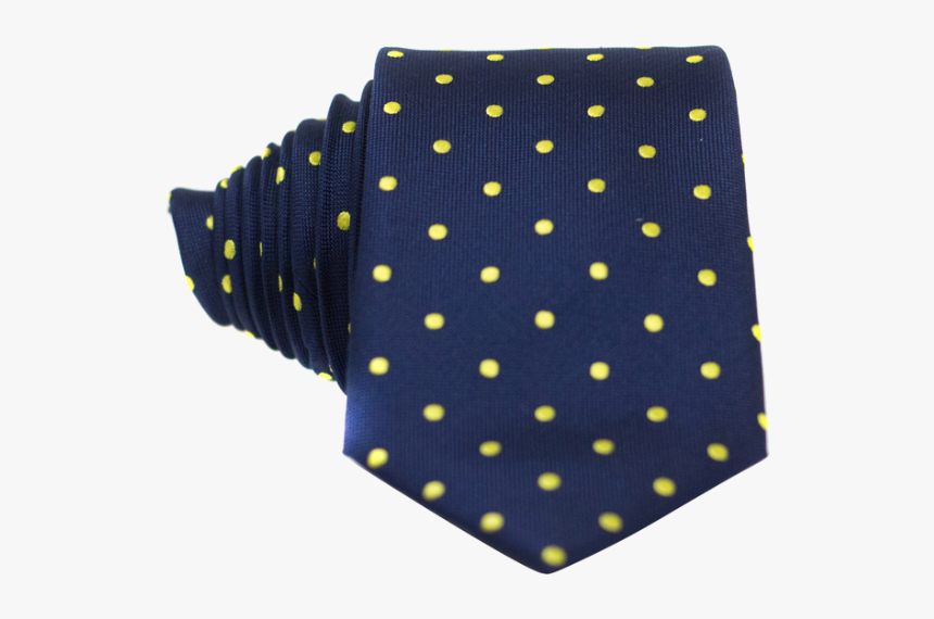 Classic Navy Blue And Yellow Dot Necktie - Polka Dot, HD Png Download