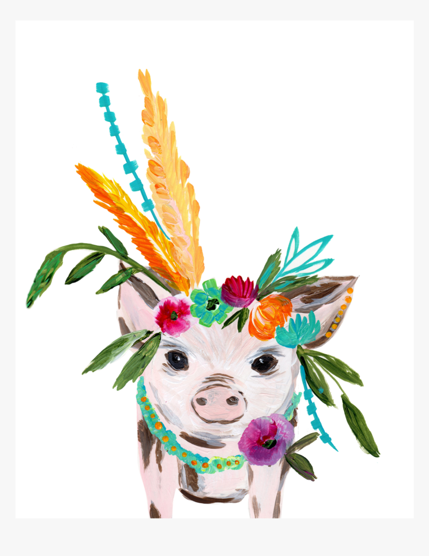 Boho Pig [art Print] 
 Class Lazyload Lazyload Fade, HD Png Download