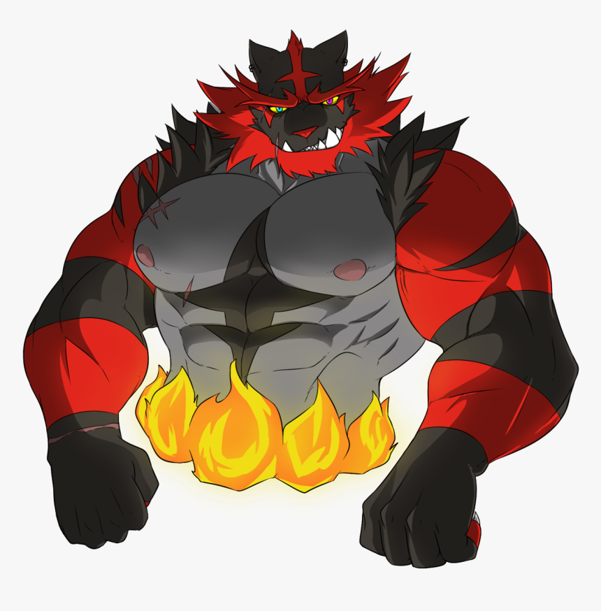 Bara District Red Fictional Character - Furry Incineroar Muscle, HD Png Download