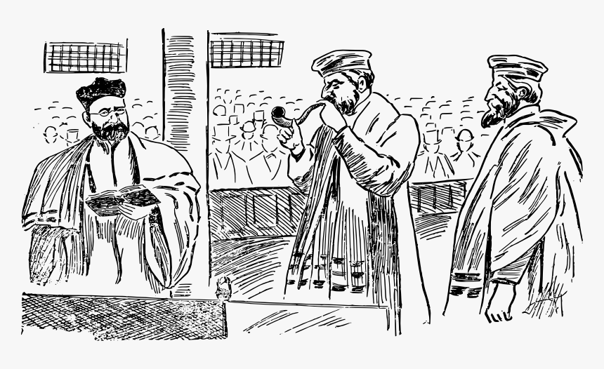 Blowing The Shofar - Shofar Blowing In Shul Black And White Clipart, HD Png Download