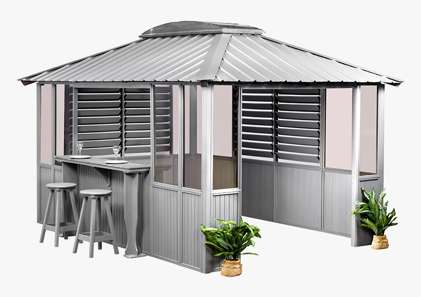 Gray Gazebo With Bar And Shutter Blinds - Gazebo Wall, HD Png Download