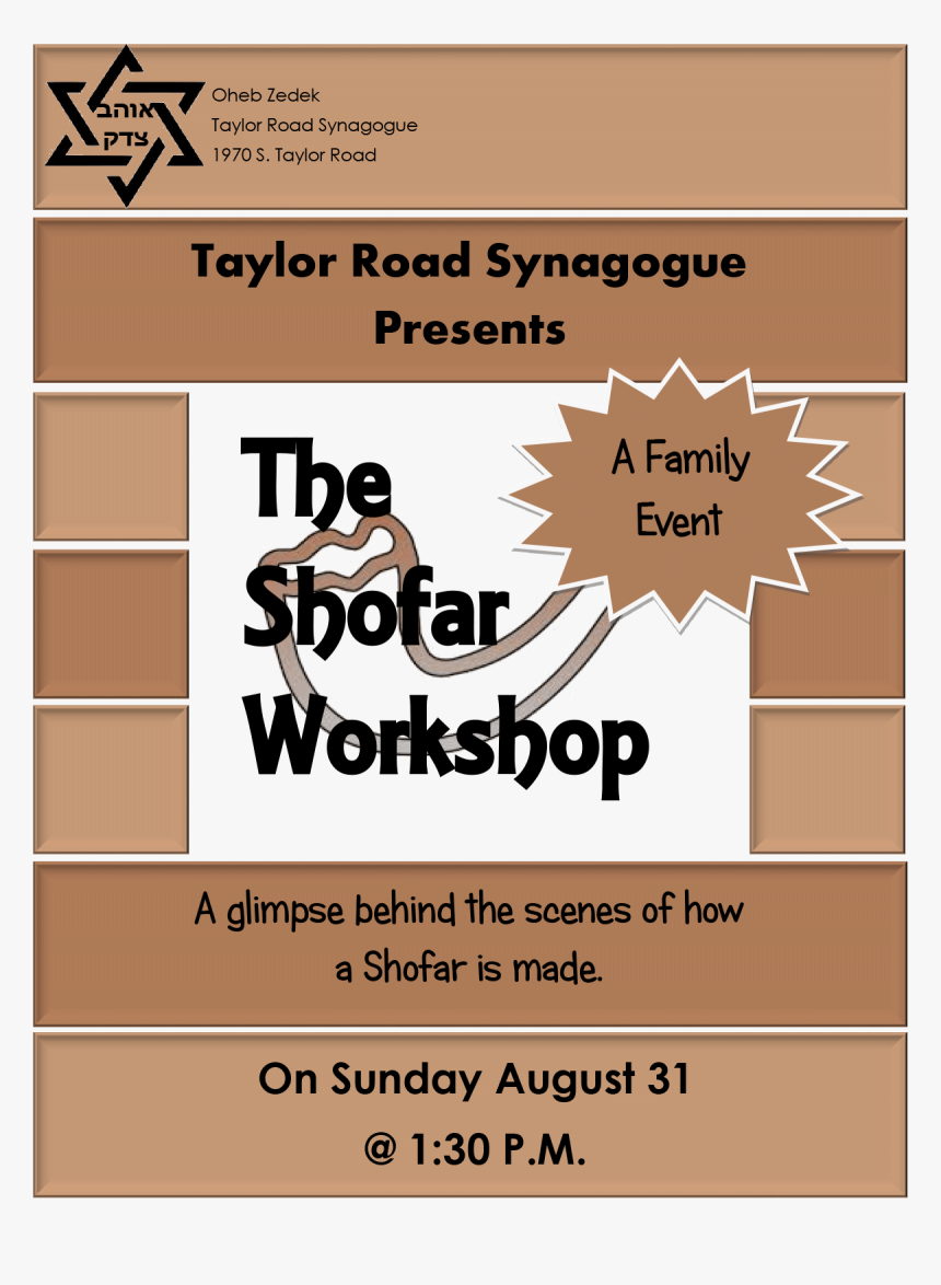 Shofar Workshop Flyer - Graphic Design, HD Png Download