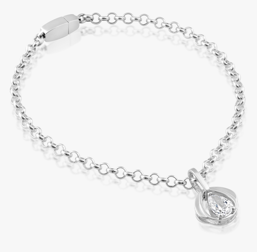 Locking Sterling Silver Chain Bracelet With Sparkling - Bracelet, HD Png Download