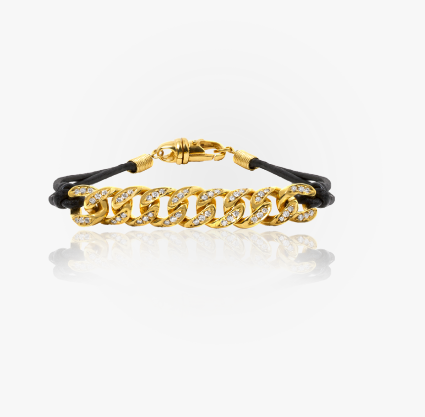 Cuban Link Leather Cord Bracelet - Bracelet, HD Png Download