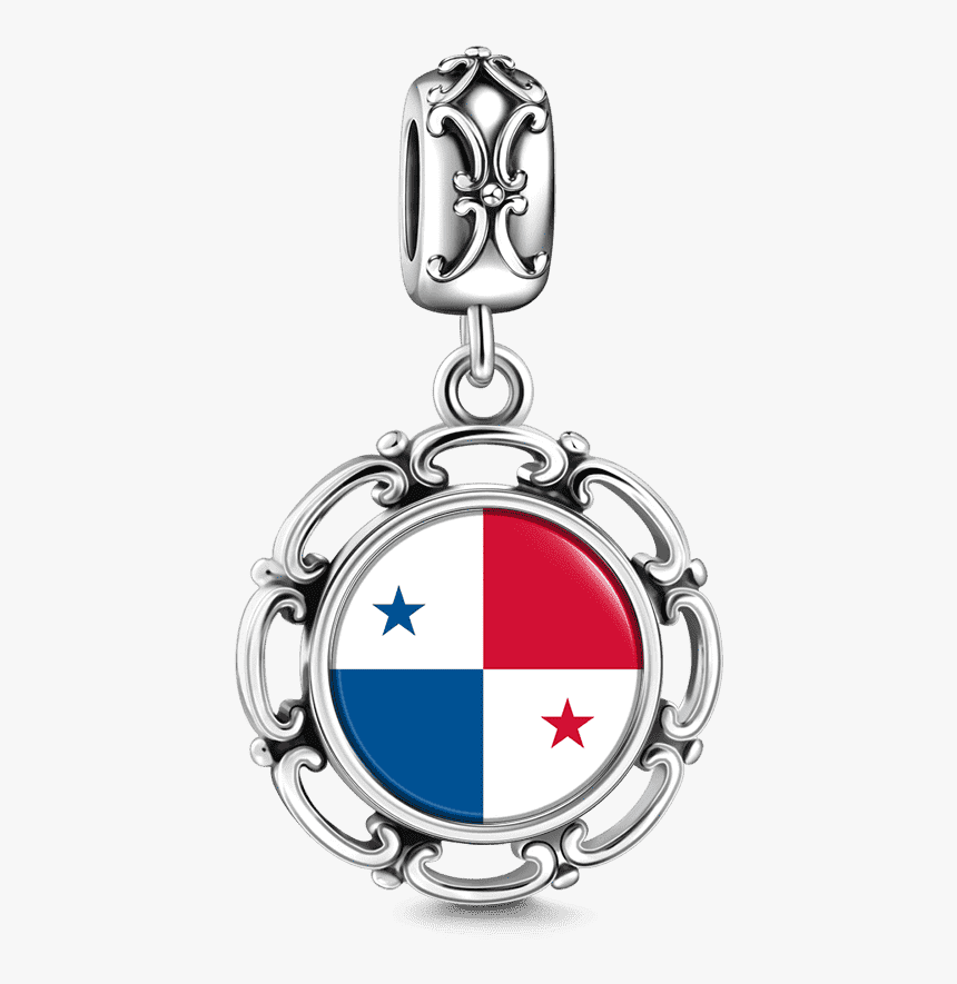 Panama Flag Dangle Charm Silver 
 Class - Portable Network Graphics, HD Png Download