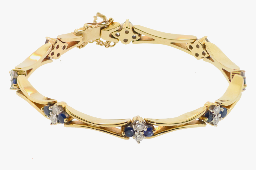 14k Yellow Gold Sapphire And Diamond Bracelet - Yellow Gold Sapphire And Diamond Bracelet, HD Png Download