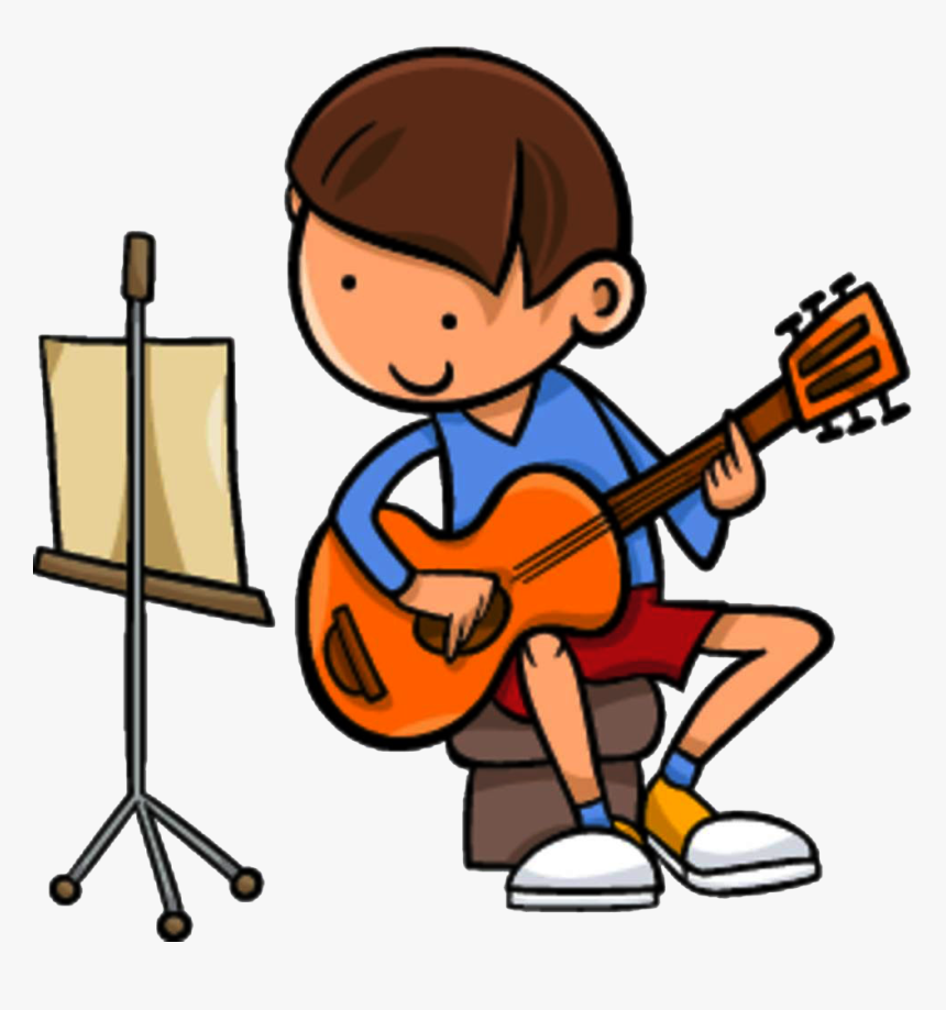 Guitarist Clip Art - Boy With Guitar Cartoon, HD Png Download