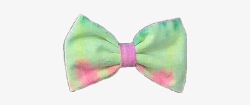 #pink #yellow #green #bow #tie #bowtie #formal #tiedye - Satin, HD Png Download