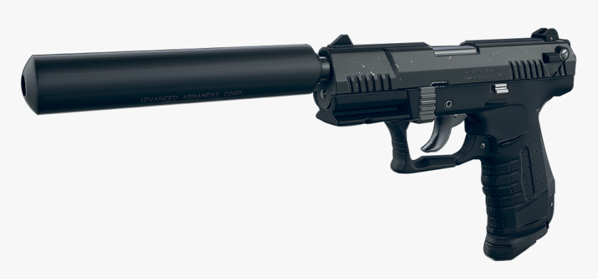 Pistol With Silencer Png, Transparent Png