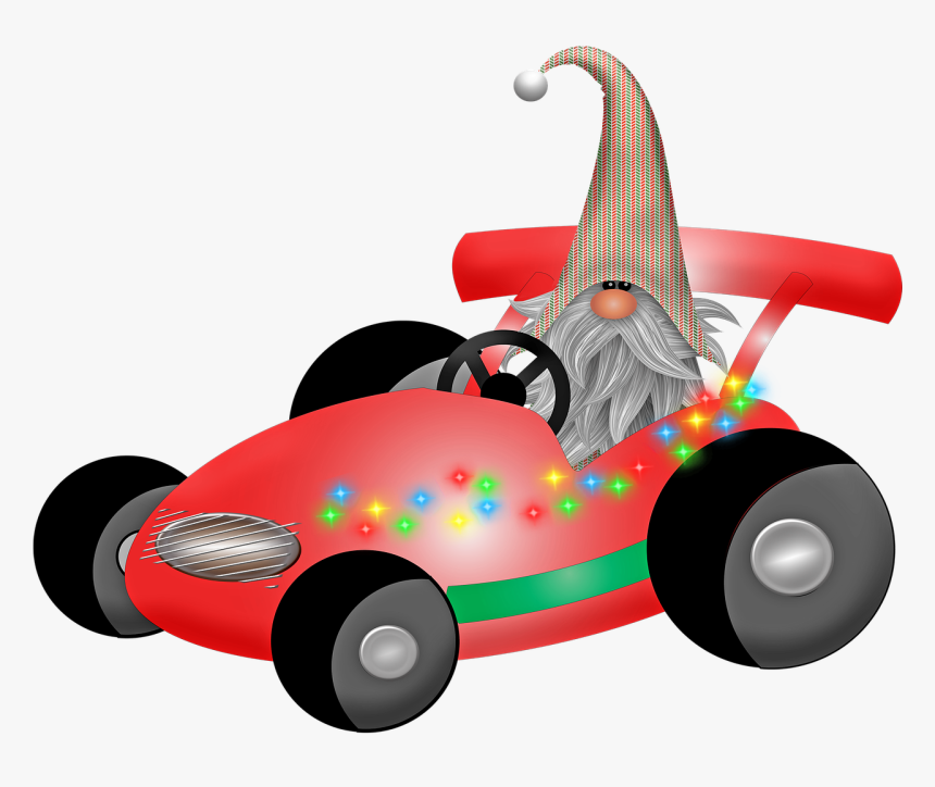 Scandia Gnome, Christmas Gnome In Racecar, Window, - Mario Kart Cars Clip Art, HD Png Download