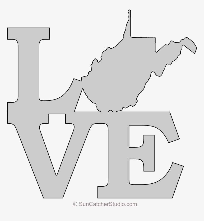 West Virginia Love Map Outline Scroll Saw Pattern Shape - Scroll Saw Love Pattern, HD Png Download