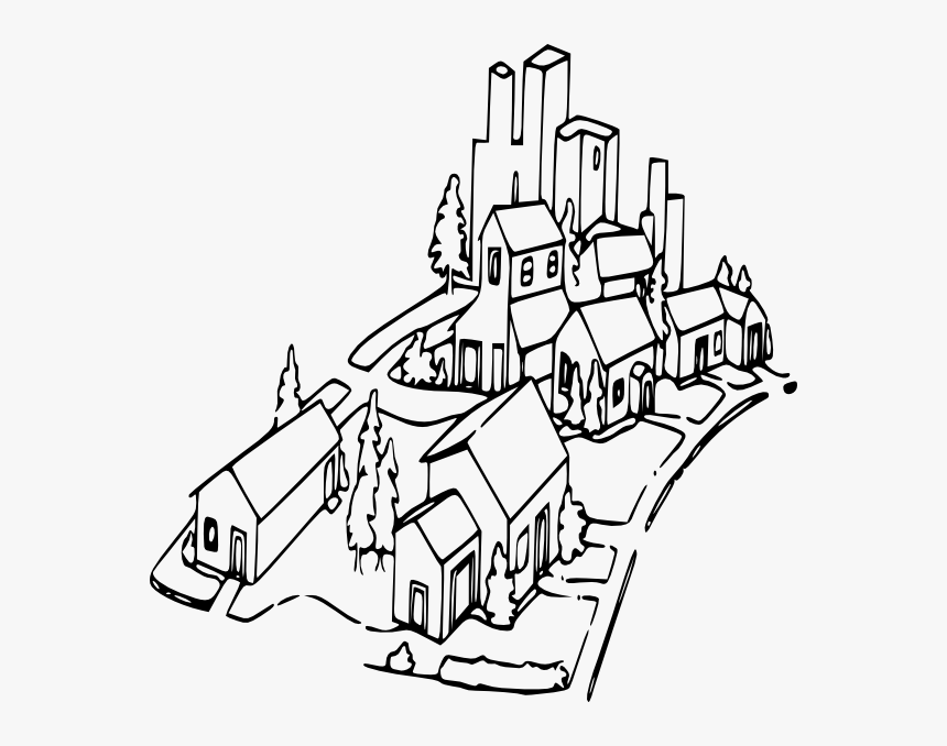 Mo S House Clip Art - Neighborhood Cartoon Black And White, HD Png Download