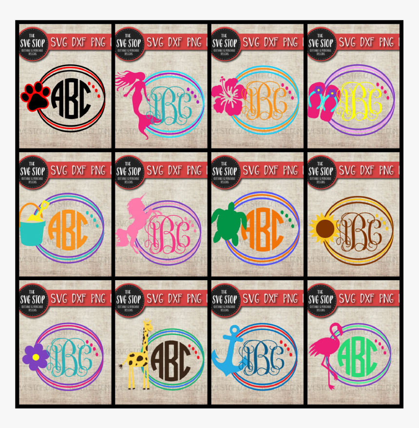 Monogram Frames Bundle Example Image - Circle, HD Png Download