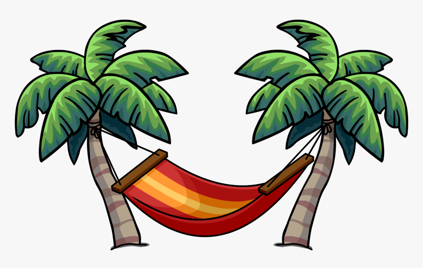 Transparent Palm Tree And Hammock Clipart - Palm Tree Hammock Clipart, HD Png Download