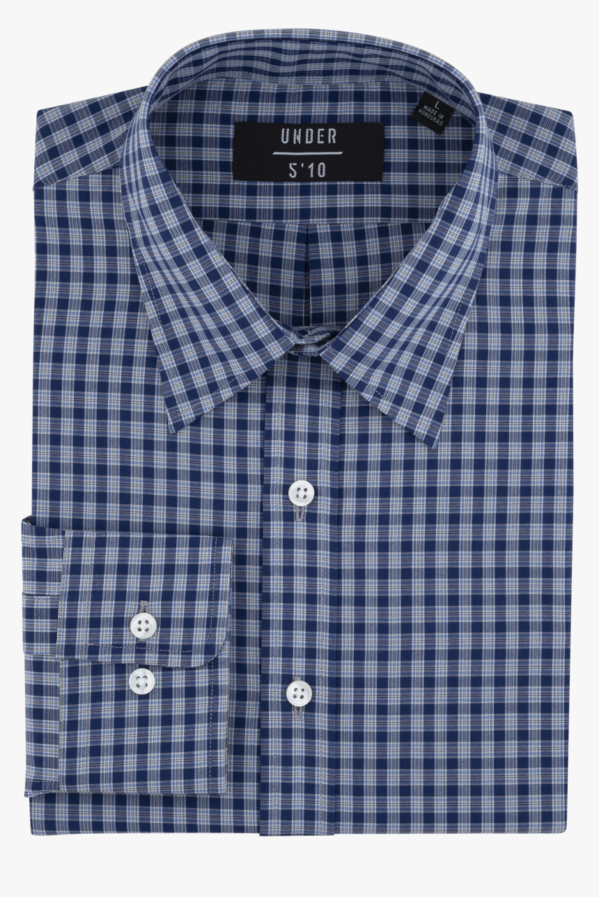 Blue Mini Tartan Button Down Shirt For Short Men And - Green Gingham Shirt, HD Png Download