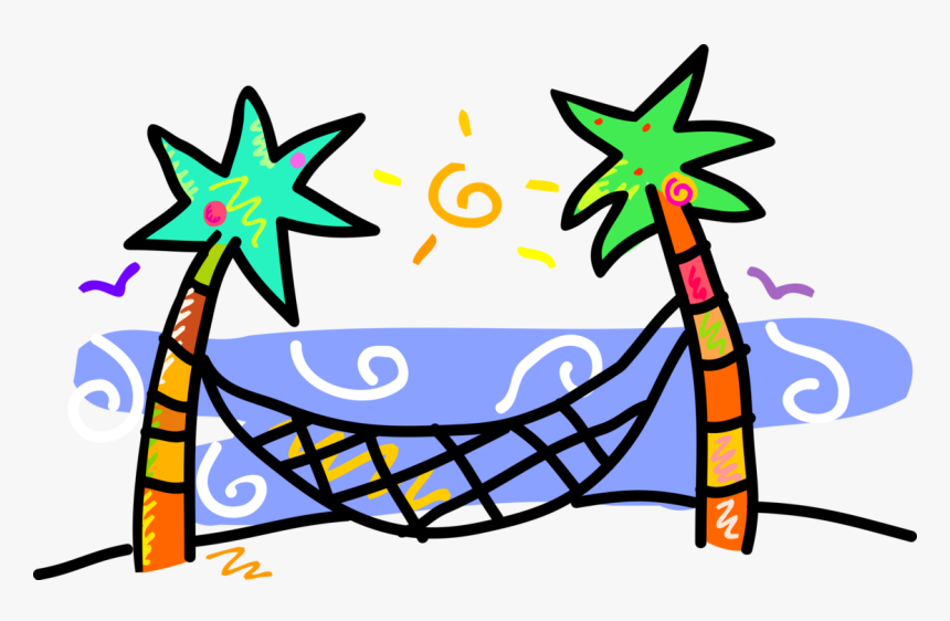 Vector Illustration Of Arecaceae Palm Trees With Hammock - Wave, HD Png Download