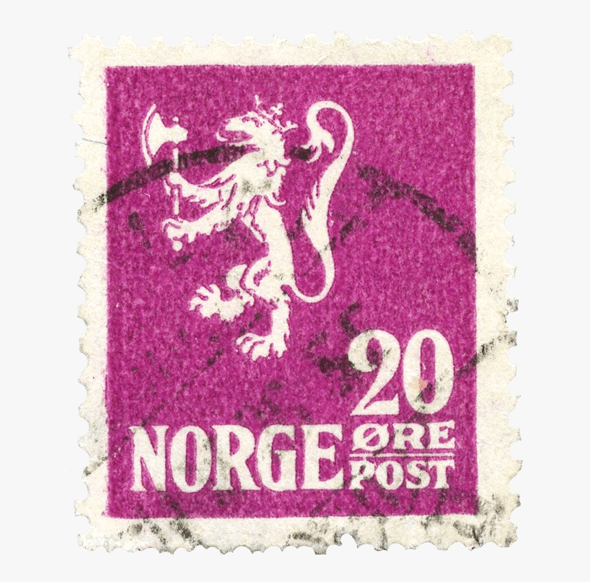 20o Deep Violet Lion Rampant Stamp, - Stamps Norge 20 Ore, HD Png Download