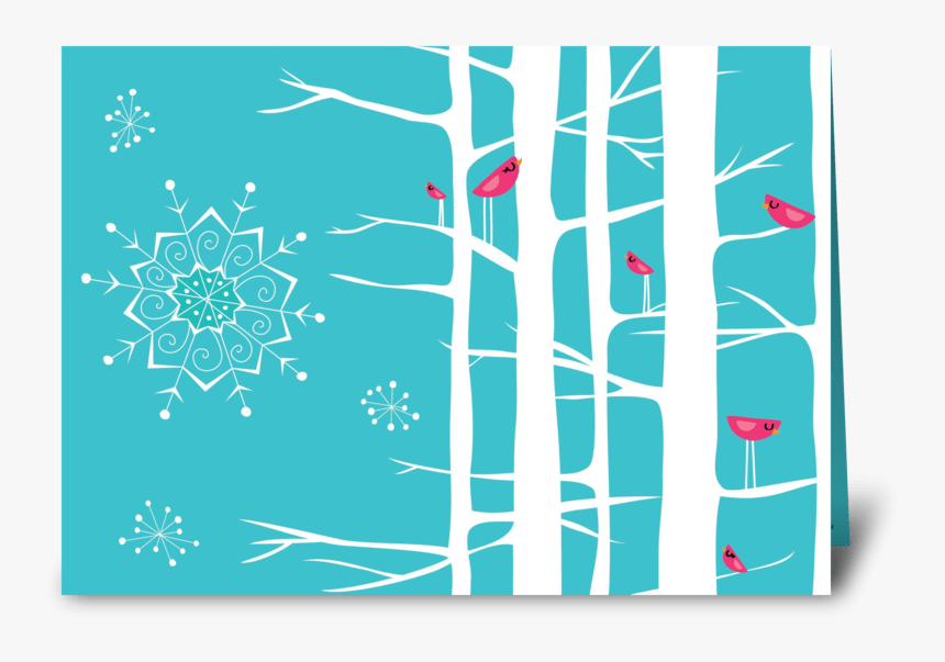Winter Wonderland Trees Teal/pink Greeting Card - Winter Greeting Cards, HD Png Download