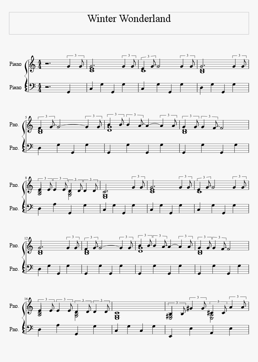 Winter Wonderland With Chords Score Part - Maybe Yiruma, HD Png Download