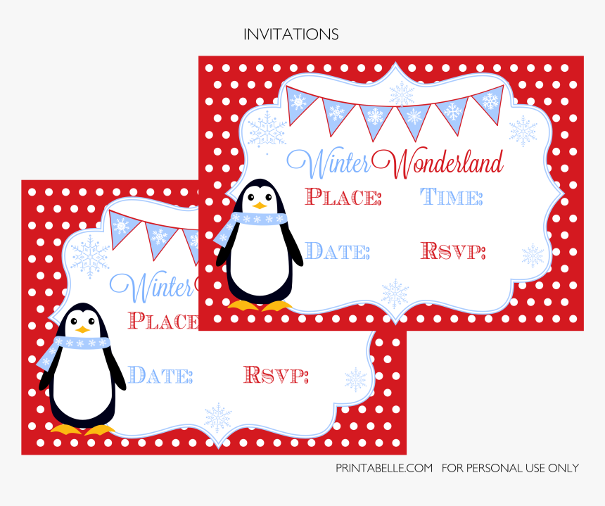 Free Winter Wonderland Party Printables - Adã©lie Penguin, HD Png Download