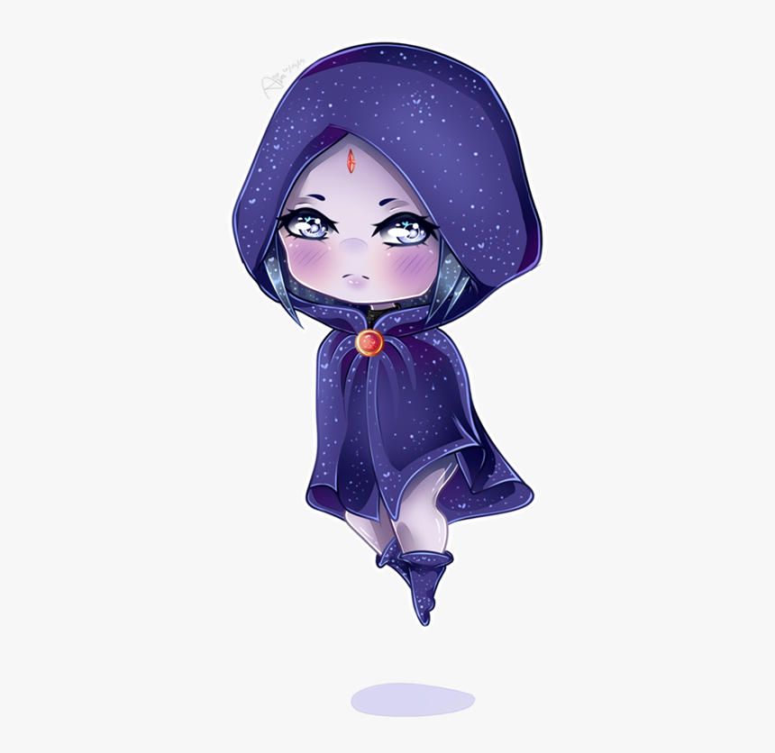 Raven Starfire Robin Blue Violet Purple Cartoon Fictional - Teen Titans Raven Chibi, HD Png Download