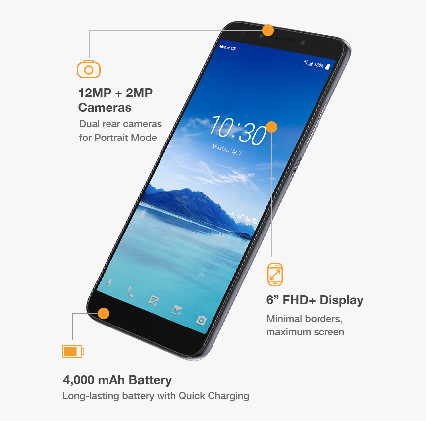 Metro Pcs Png - Metropcs Alcatel 7 Phone, Transparent Png