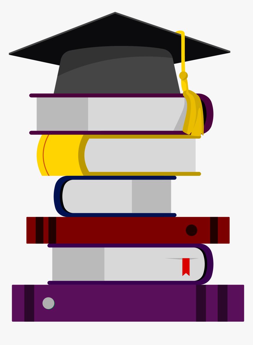 Icon Stacked Books On - Transparent Books And Graduation Cap, HD Png Download